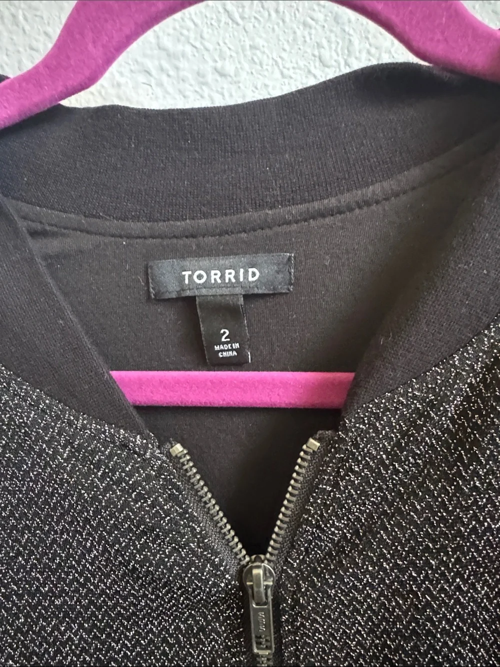 EUC torrid Black Metallic Bomber Jacket Size 2X